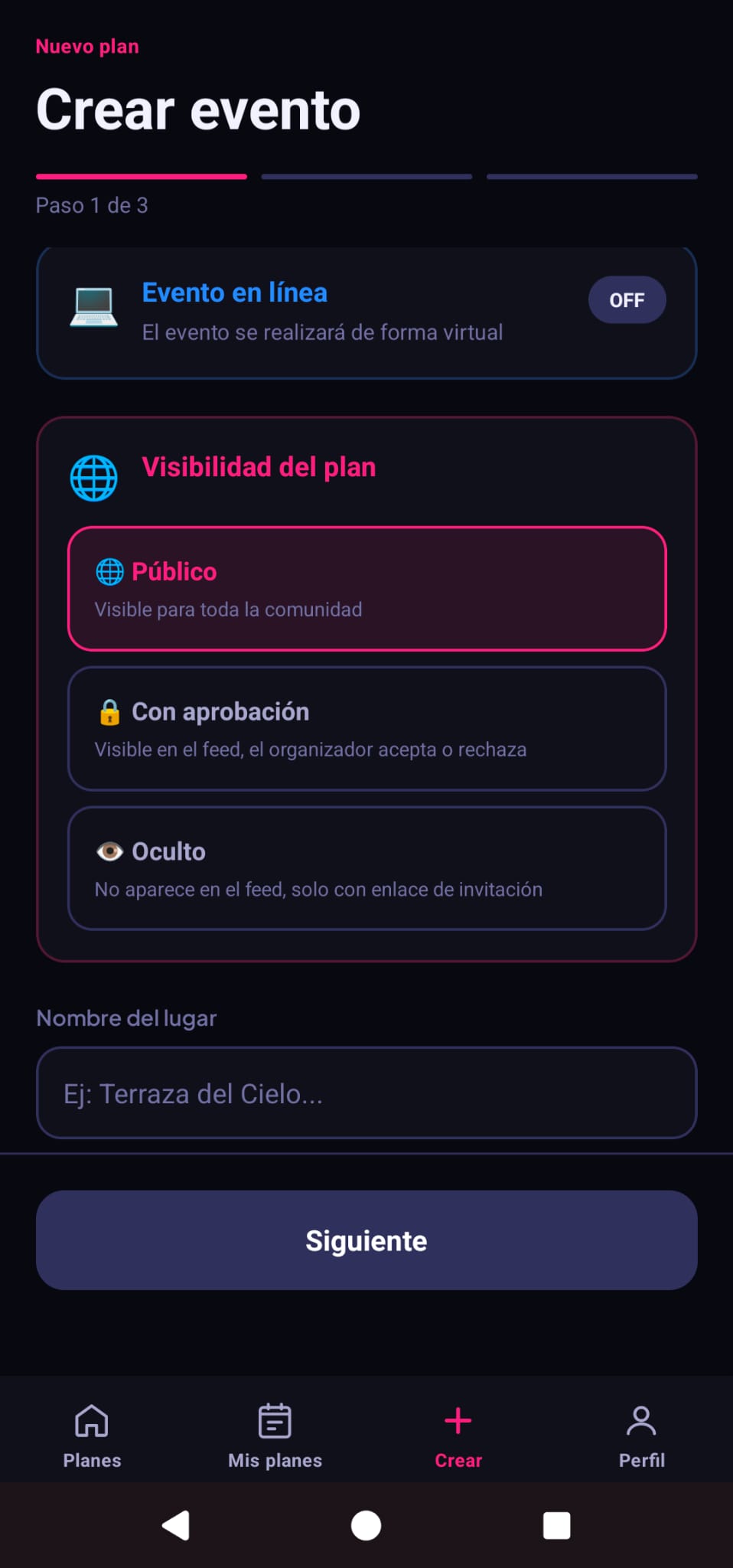 Crear plan